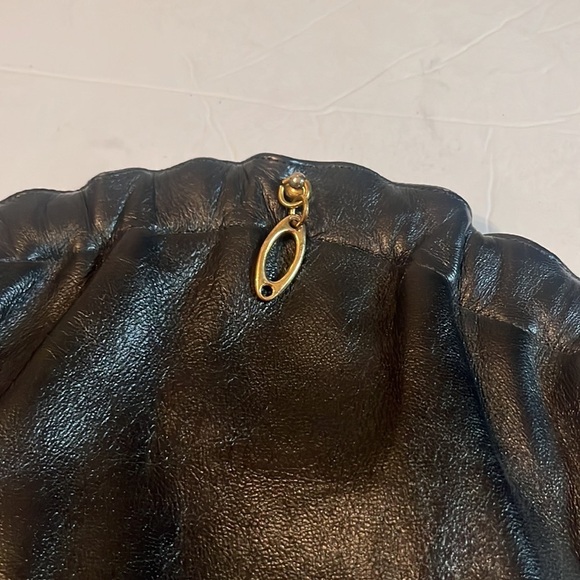 Norman Kaplan Las Vegas Shoulder Bag Gold Chain Clasp Strap Genuine Leather - Picture 7 of 10